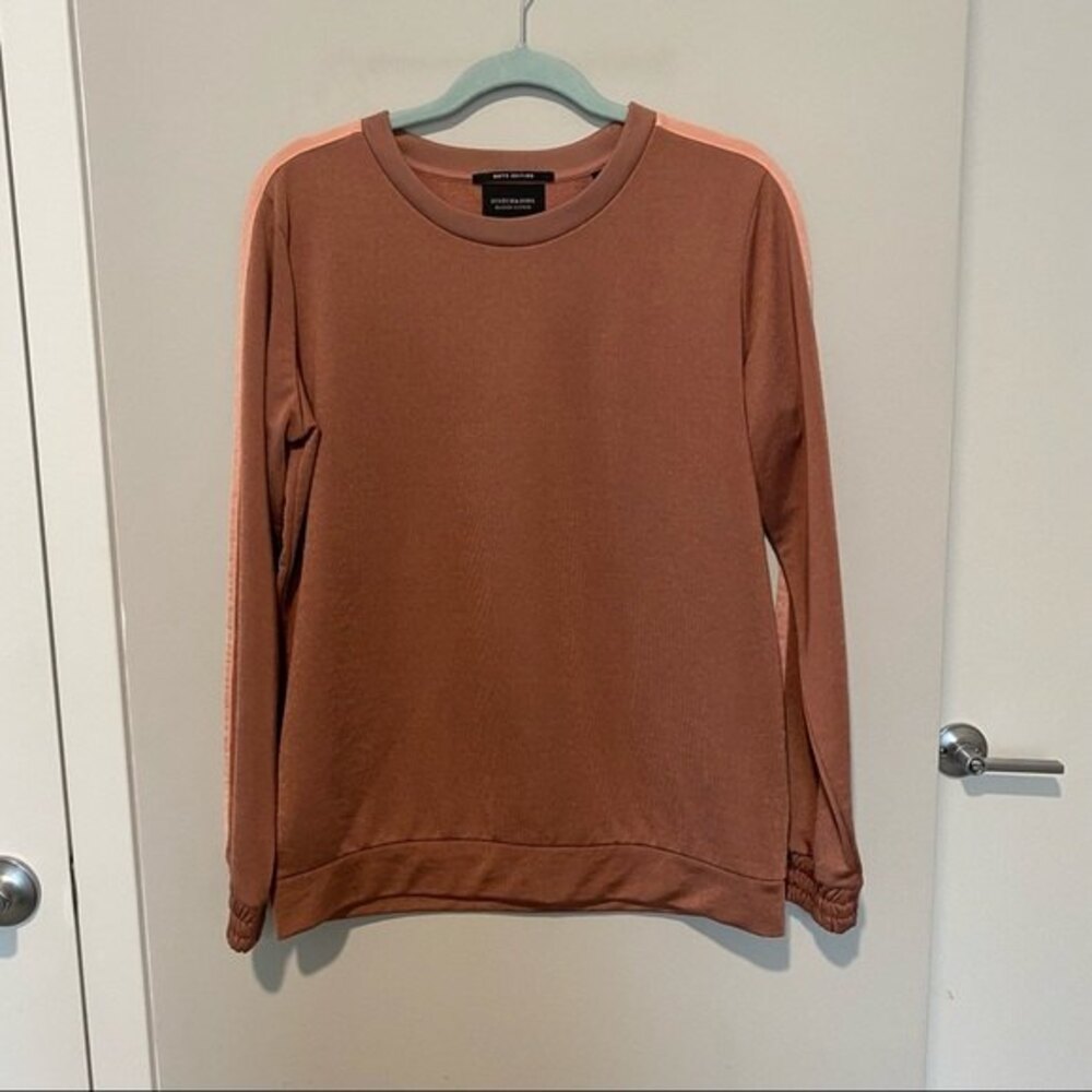 Scotch & Soda Sweatshirt Salmon Pink Pullover Crew Neck Satin Trim Medium Track